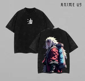 Jiraiya Sannin Oversized Tee | Naruto Anime Double Printed Washed Shirt | Heavyweight Cotton | Viral Sad Ninja Aesthetic | Sage Mode Streetwear Top | Otaku Street Style Gift for Him