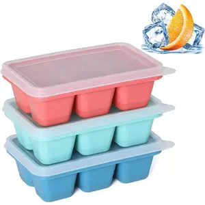 Ice Cube Trays for Freezer 3 Pack - Mini Ice Cube Trays with Lid & Easy-Release Silicone Bottom, Stackable Small Ice Cube Molds for Mini Fridge/Travel/Dorm Freezer