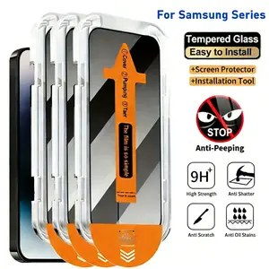 Privacy Tempered Glass Screen Protector for Samsung for Galaxy S24 series, Full Coverage Anti-Spy Tempered Glass Film with Bubble Free Easy Installation 9H Hardness Screen Protector Toughened Glass Easy Install shockproof protection