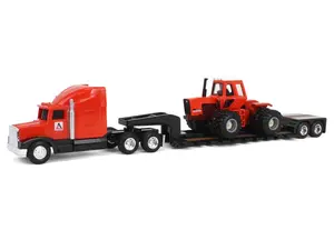 Allis Chalmers 7580 Maroon Belly w/ Semi & Lowboy Trailer Diecast 1:64 Scale Model - ERTL 16475