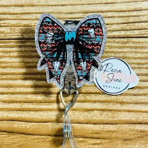 Skull Cow Head Western Bow Badge Reel
