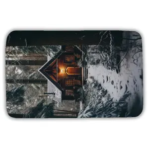 212 MAIN The Lone Cabin Black Rectangle Bath Mat - 21x34 in, Modern, Minimalist, Cozy, Absorbent Microfiber Cloth, Stylish Home Bathroom Decor Essential