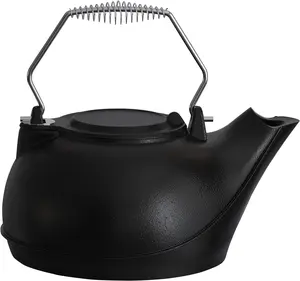 BOMPOW Humidifying Iron Kettle，Stove Humidifier，Wood Stove Kettle，Cast Iron，Chrome handle Drinkware Jugs
