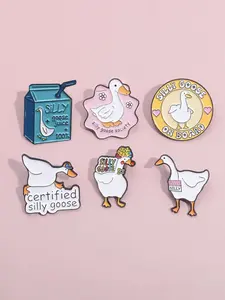 Cute Cartoon Goose & Letter & Drink Bottle Design Brooch, Flower Brooch Pin, Animal Themed Clothes Brooch, Fashion Accessories for Women & Men