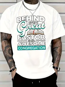 Behind Every Great Pastor Is An Awesome Congregation T-Shirt |   Casual Unisex Crew Neck Tee, Comfortable and Breathable Fabric, Perfect Gift for Church Leaders, Pastors, Ministry Workers, Vintage Style, Regular Fit, All-season Comfortable Fit