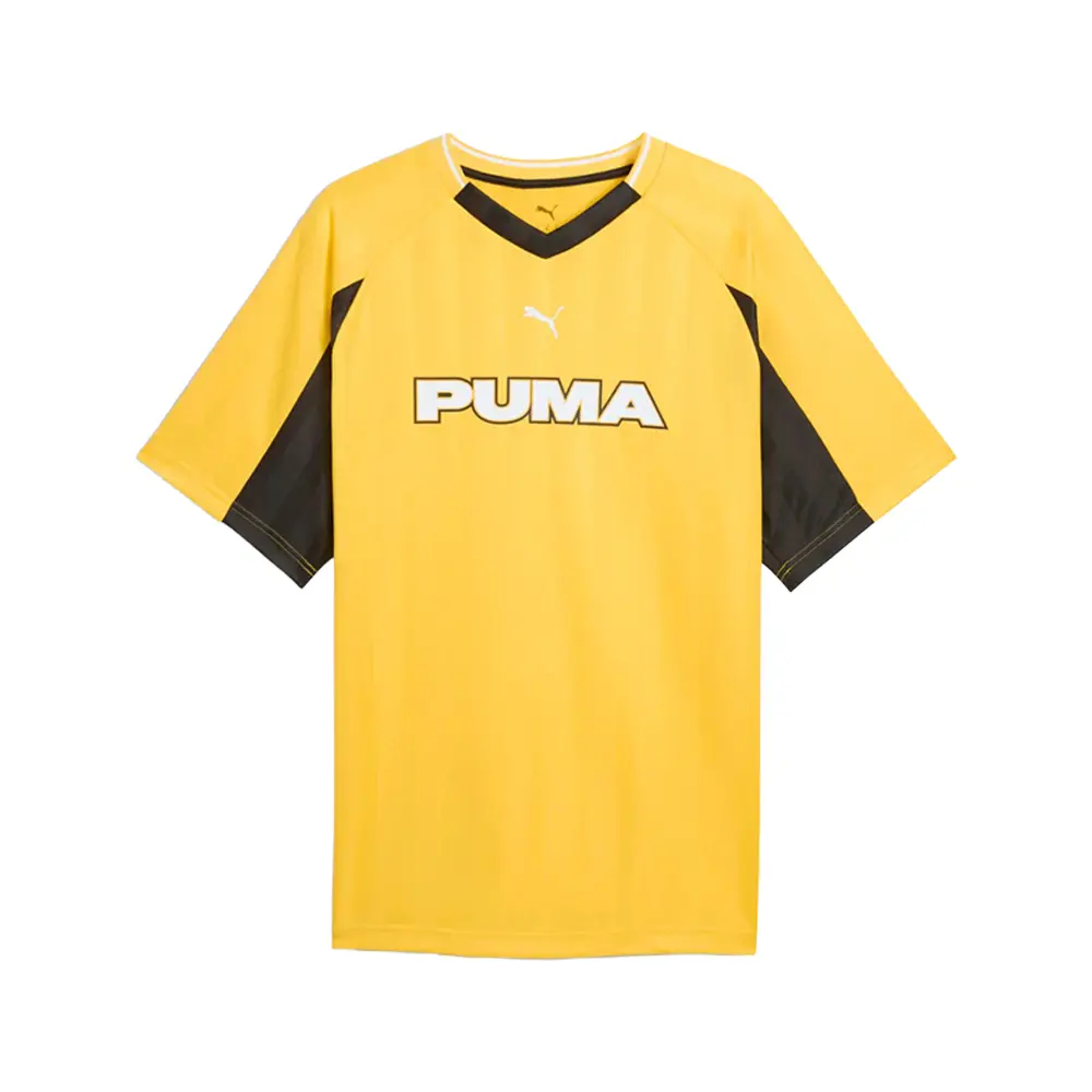 PUMA Mens Sport V-Neck Short Sleeve Jersey Soccer Cleats  - Yellow