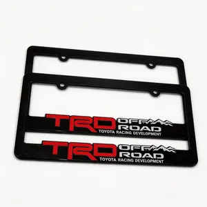 2-Pack Rugged Off-Road License Plate Frames, Sport Style Heavy Duty Car Tag Holder Cover, Universal Fit for Pickup Truck SUV, No-Drill Easy Installation, [Material] Black