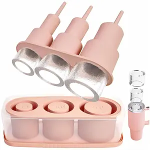2025 Upgraded Ice Cube Mold for Stanley Cup 30oz, Tumbler Ice Mold for Stanley/Yeti/Simple Modern with Easy Demolding, Pink Silicone Utensils