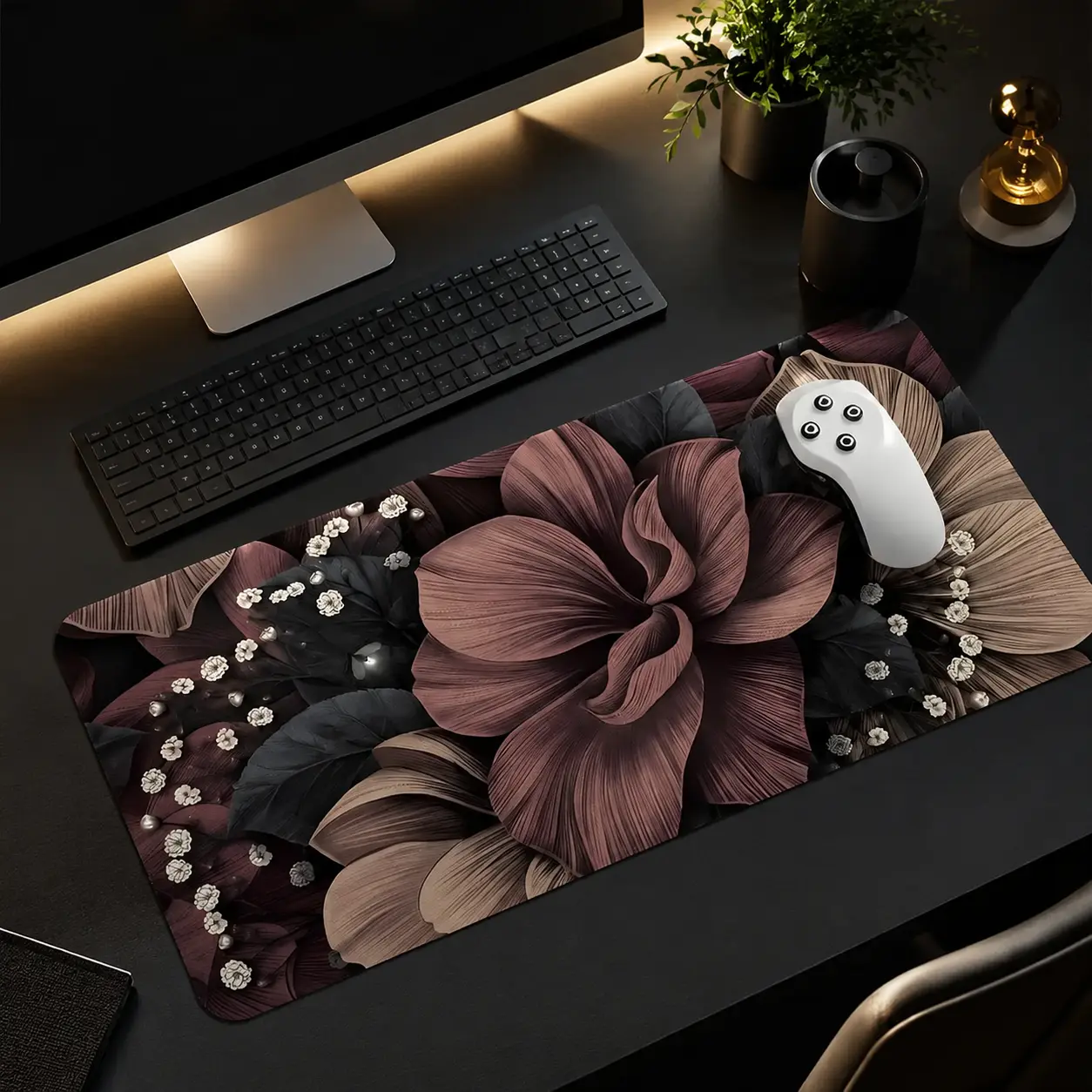 Flower Pattern Mouse Pad, Rectangle Gaming Mouse Pad, Office Desk Keyboard Mat for Home Office Desk, Desk Decor for Home Office, Extended Desk Pad, Computer Mouse Pad, Mouse Pad for Laptop