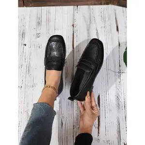 Classic II Penny Loafers for Women, Fashionable Single-Button Shoes, Comfortable Leather Footwear, Perfect for Casual Wear and Office Use, PU Leather Loafers