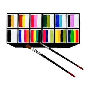 Professional Face Painting Kit for Kids Adults, One Stroke Non Toxic Rainbow Face Body Paint Set Halloween Christmas Makeup Rhinestone Smooth