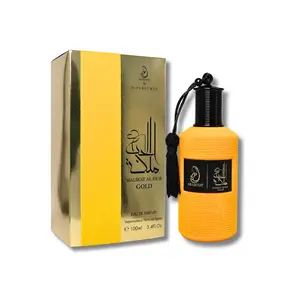 Arabiyat Prestige Malikat Al Hub Gold Eau De Parfum 3.4FL.OZ Glam Beauty Perfume Bottle Perfume Spray Generous Size Long Lasting Edp Citrus Woody Musk Fragrances Cosmetics Warm Spicy Fragrance