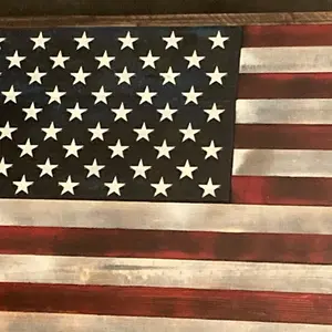 Handcrafted Wooden American Flag Concealment Case - Patriotic Design for Secret Storage