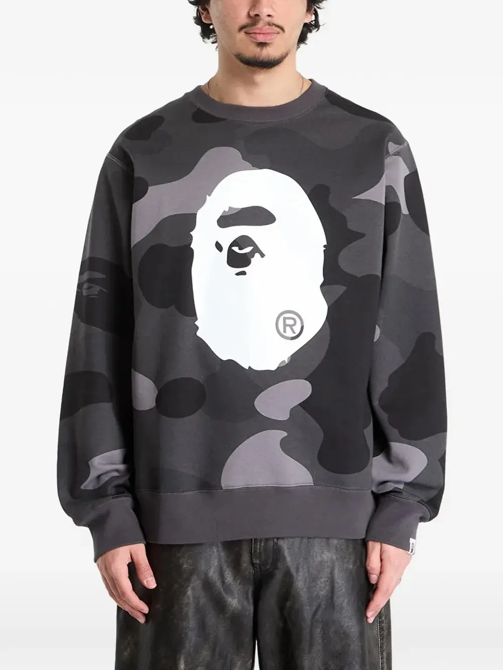 Head Monkey Camouflage Sweatshirt – Graphic Print Crewneck, Bold Urban Streetwear, Vintage Inspired Casual Pullover