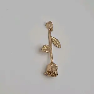 Rose Beautiful Pendant Rose-Gold Color Gold-Plated NO CHAIN Fancy Design Jewelry Piece