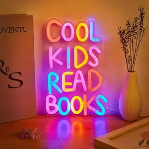 Cool Kids Read Books Neon Signs Books Neon Light for Reading Room Hanging Decorations Library Classroom Read Corner Decor with Dimmable Switches for Bedroom Decor