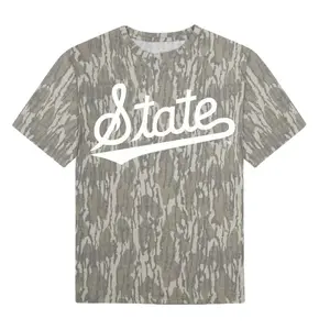 Mossy Oak State Script White - Short Sleeve, Mossy Oak Original Bottomland Short Sleeve T-Shirt, Camo T-Shirt Unisex Outdoors, Gift For Him