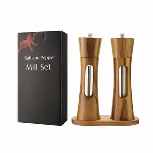 SongTai Acrylic Wooden Pepper Mill Manual Ceramic Grinder for Peppercorns Sea Salt Adjustable Coarseness Kitchen Spice Shaker