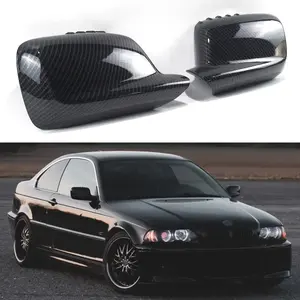 For BMW 7 Series E65 E66 E67 (2001-2008) 3 Series E46 Coupe Cabrio (1999-2006) - WheelX Carbon Fiber Look Side Mirror Covers 2pc Set - OEM Style Wing Mirror Caps Replacement Parts - Car Exterior Accessories Tuning Mods - NOT for E46 Sedan Wagon