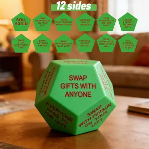 Santa Swap Gift Exchange 12-Sided Glitter Dice Game, Hilarious Christmas Dice Party Game with Truth or Dare, Family Night Stocking Stuffers Exchange Dice for Friends & Families, Holiday Party Favors for Xmas Birthday Anniversary decor