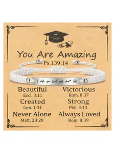 Graduation Bracelet 2026, Engraved Stainless Steel Adjustable Party Jewelry, Stainless Steel Bracelets, Inspirational Card Included, All-Season Accessory