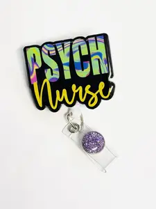 Psych Nurse Badge Reel, Retractable Swivel Alligator Clip, Psychology, Hospital Worker