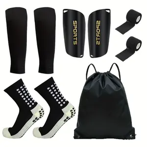Sports Protection Gear Set – Anti-Slip Soccer Socks, Grip Sports Socks, Sock Sleeves, Shin Guards & Tape, Compression & Athletic Socks, Professional Soccer Kit, Essential Football Training Equipment, Football Accessories