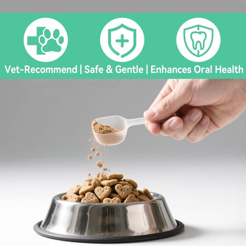 Pet Honesty Dental Powder for Dogs - Fresh Breath & Plaque Tartar Removal with Herbal Blend & Postbiotics - Vet-Recommended Oral Care for All Breeds