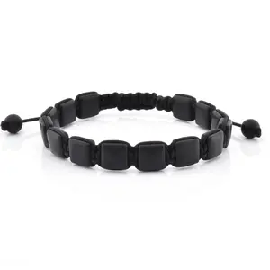 Adjustable Square Onyx Beaded Bracelet