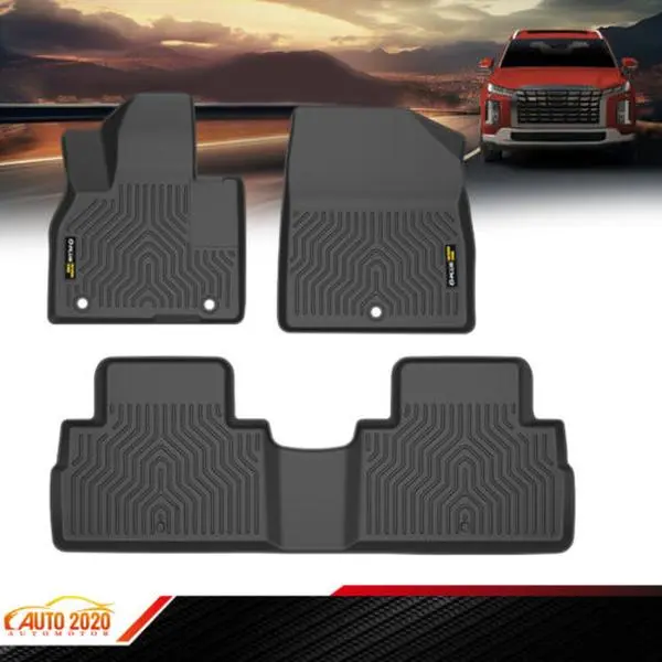 TPE Floor Mats Fit For Hyundai Palisade 2020-2024 All-Weather 1st & 2nd Row,All Weather 3D TPE Floor Mats Liners,Waterproof Non-slip Durable Floor Mats Upgraded Version
