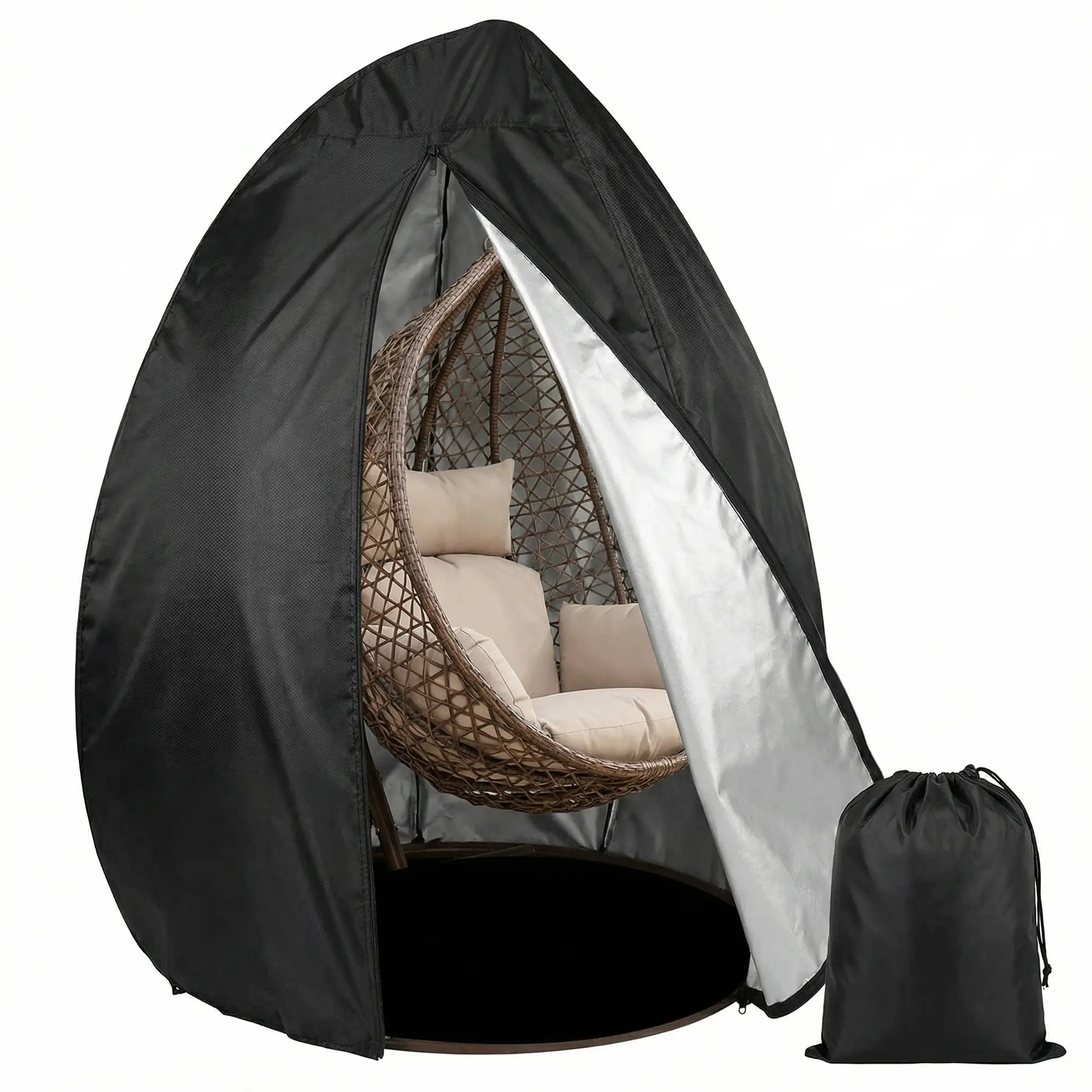 Deals for your Day Outdoor egg chair cover with zipper,Waterproof cover for hanging chair,Storage bag with black waterproof lining