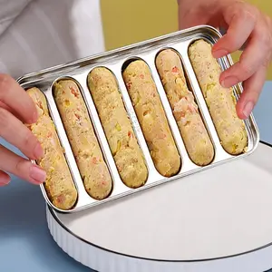 304 Stainless Steel Sausage Mold, Multi-Functional Baking Sausage Mold, Sausage Matching Mold, Used for Homemade Sausages - Includes Steamed Pie Crust Mold And Baking Tray