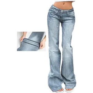 Women’s Denim Fashion Versatile Comfortable Casual Flare Leg Jeans - Y2K 90s Low Rise Vintage Pants