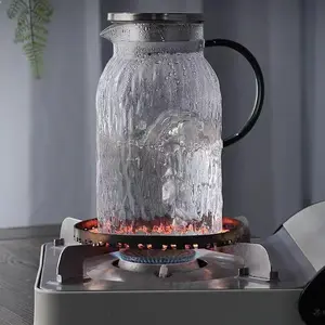 Glass Kettle With Stainless Steel Lid and Large Handle 1500ml / 50oz Can Be Used On Fire Stove & Electric Stove