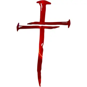car stuffCross with Nails Lord Decal Vinyl Sticker Auto Car Truck Wall Laptop |       Red Holographic |       4" x 6"
