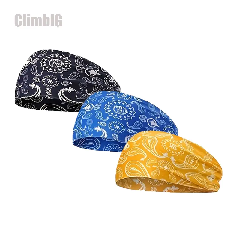 3Pcs Unisex Paisley Print Moisture Wicking Wide Workout Headbands | GymTok FitnessTok WorkoutTok RunningTok Sweat Absorbent Non-Slip Sports Headbands | for Men Women Basketball Football Cycling Running Yoga Daily Wear