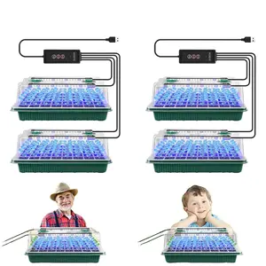 Deep-Rooted Seedling Starter Set, 4 Pack 160 Cells Tray, Adjustable Timed Growing LED Grow Light, Humidity Dome, Indoor Gardening Kit