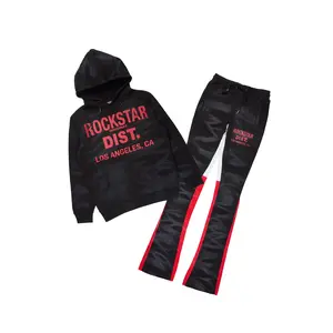 Nelly Black Spray Wash Hoodie Stacked Flare Track Set