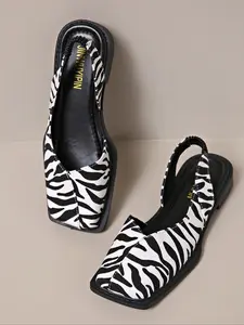 Women's Fashionable Random Print Slip on Sandals, PU Leather Sandals, Casual Comfortable Flat Sandals for Beach, Lightweight Breathable Shoes for Daily Wear, Girl