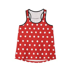 Polka Dot Women's Tank Top, Red and White Summer Sleeveless Shirt, Cute Polka Dot Tank, Casual Top for Women, Trendy Polka Dot Blouse, Theme Park