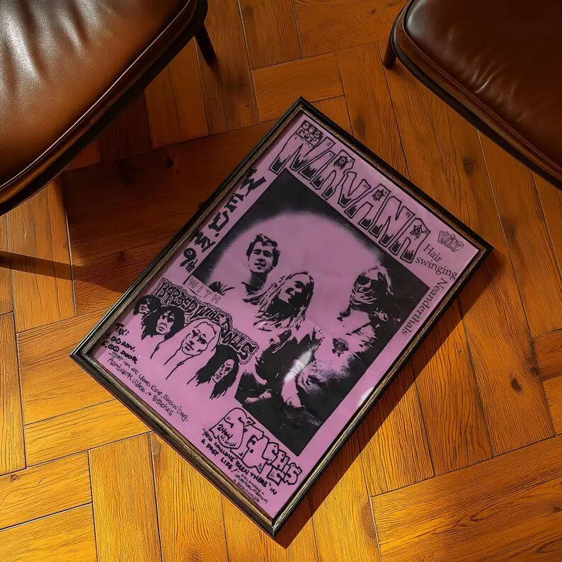 Nirvana Concert Poster: 90s Grunge Rock Band Wall Art)