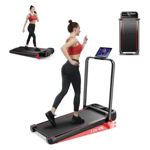 RHYTHM FUN Under Desk Treadmill for Small Spaces – Foldable Walking Pad with Incline and Handrails, No Assembly Required, 2.5HP Quiet Motor, Remote Control, Easy Storage for Apartment, Weight Loss, Rehab, Seniors, Home Workouts