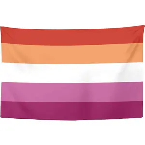 Lesbian Pride Flag Tapestry, Lesbian Wall Decor Hanging for Bedroom Living Room Dorm (60x40 inch)