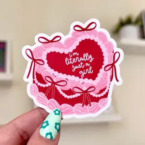 I’m Literally Just A Girl waterproof sticker cute VSCO aesthetic decal for water bottle & laptop  funny trendy gift