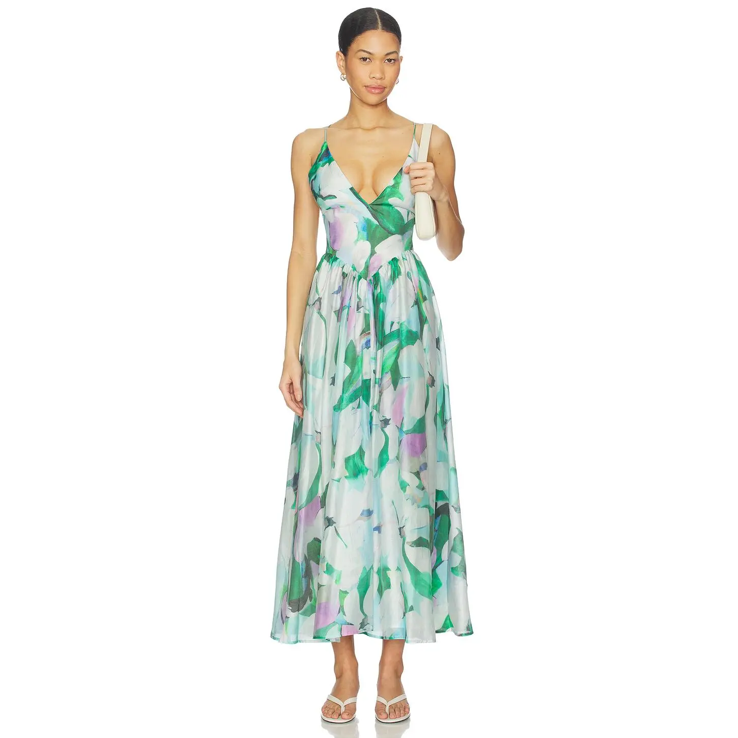 Bardot Arletha Halter Maxi Dress in Green Floral