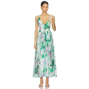 Bardot Arletha Halter Maxi Dress in Green Floral