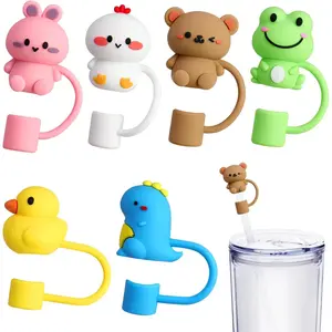 6 count Straw Covers Cap, Cute   Straw Toppers Compatible with  Cup, Drinking Straw Caps for 0.4 Inch/10 mm Straw Tips
