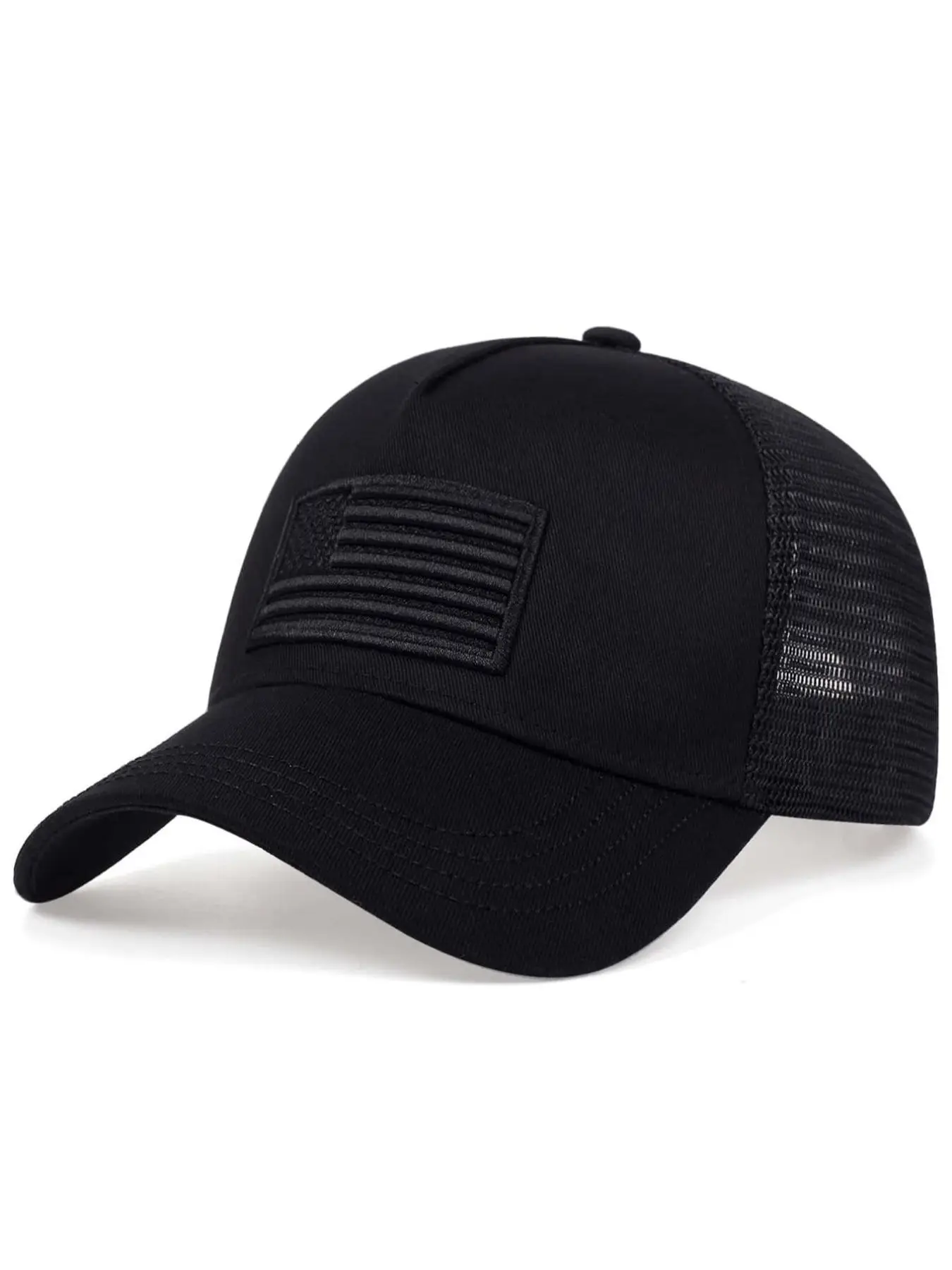 Casual Contrast Mesh Baseball Cap With Adjustable Strap, Flag Patch Decor, Outdoor Sports Hat for Men and Women, Daily Use
