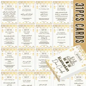 31 Pcs Ramadan Daily Du'a Prayer Cards, Hadith Quotes, Hajj Praying Flashcards, Muslim Learning, Quran English Translation, Eid Gift