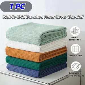 Soft Bamboo Fiber Blanket, Pure Color Waffle Texture, Sofa Cover, Bed Throw, Car Wrap, Breathable and Skin-Friendly, Perfect Gift